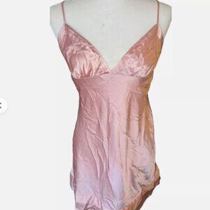 Pink Silky Victoria's Secret V Neck Babydoll Lingerie Nightgown Size Medium